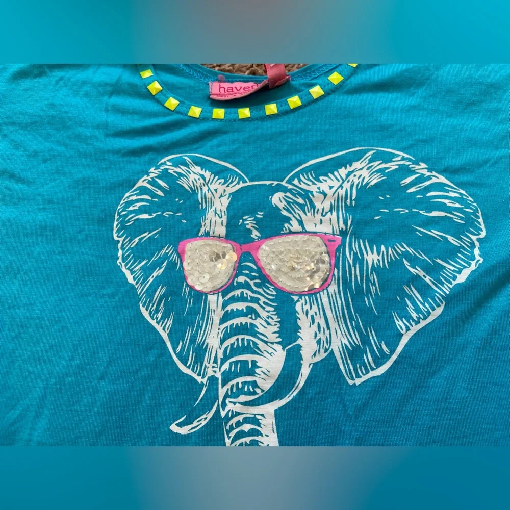 NEW Haven Girls 2pc Blue Elephan Tee &‎ Leggings 4